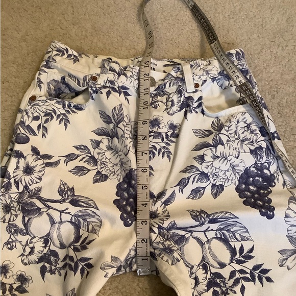 Reformation Jeans Cynthia Toile High Rise Straight White & Blue Size 27/4 small - Picture 5 of 13